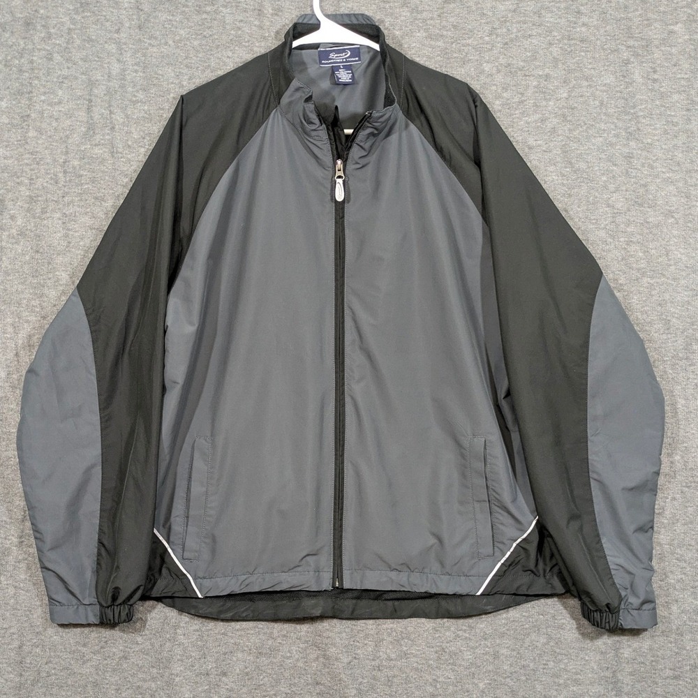 Roundtree & Yorke Sport Mens Large Grey Black Mesh Lined Windbreaker Jacket